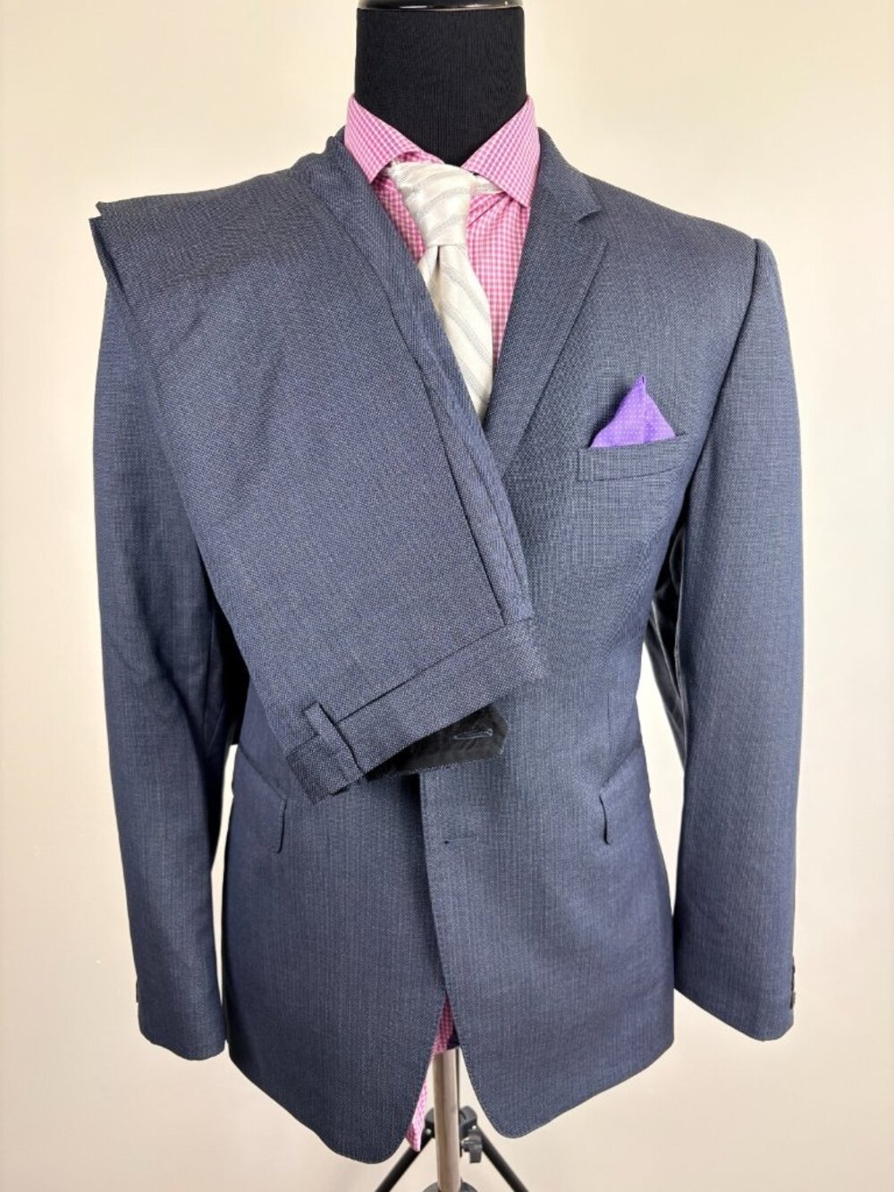 BURBERRY London England Blue/Gray Modern 2-Button ***ITALIAN*** Suit 42 R e52